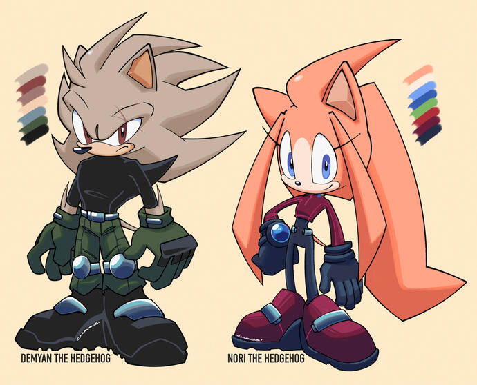 Sonic the Hedgehog and Nori the Hedgehog (oc)